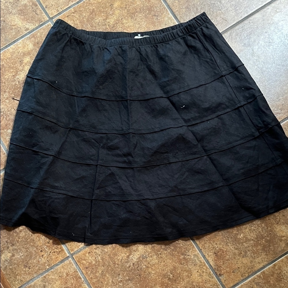 Soft Surroundings Black Tiered Linen Summer Fun Skirt Size XL